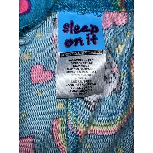 Sleep On IT Girls Multi Color Pajama Pants Med Size 10/12 Panda Rainbow Hearts - Picture 3 of 6